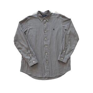 Polo Ralph Lauren Shirt Mens XL Button Down Striped Long‎ Sleeve Black Preppy